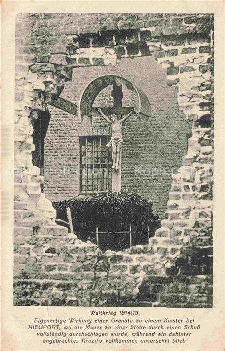 NIEUPORT Nieuwpoort West-Vlaanderen Belgie WK1 Mauerdurchschuss dahinter ein vol