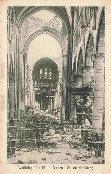 Ypern Ypres Ieper Belgie WK1 St Martinskirche zerstoertes Inneres
