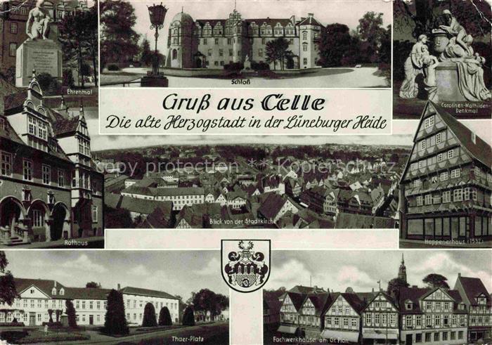 Celle  Niedersachsen Ehrenmal Rathaus Schloss Stadtblick Hoppenerhaus Thaer Plat