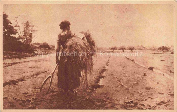 Adan E. Kuenstlerkarte A travers champs Feldarbeit