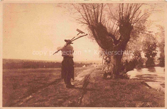 Adan E. Kuenstlerkarte La fin de la journee Feld arbeit
