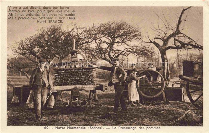 Landwirtschaft Notre Normandie Scenes Le Pressurage des pommes