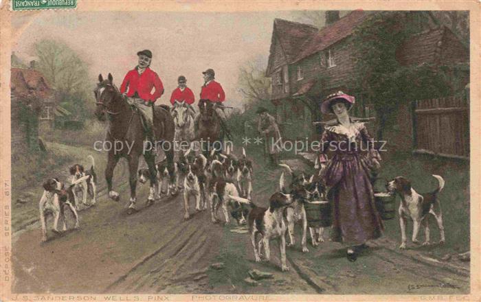 Jagd Chasse Hunting J.S. Sanderson Wells Hunde Pferde
