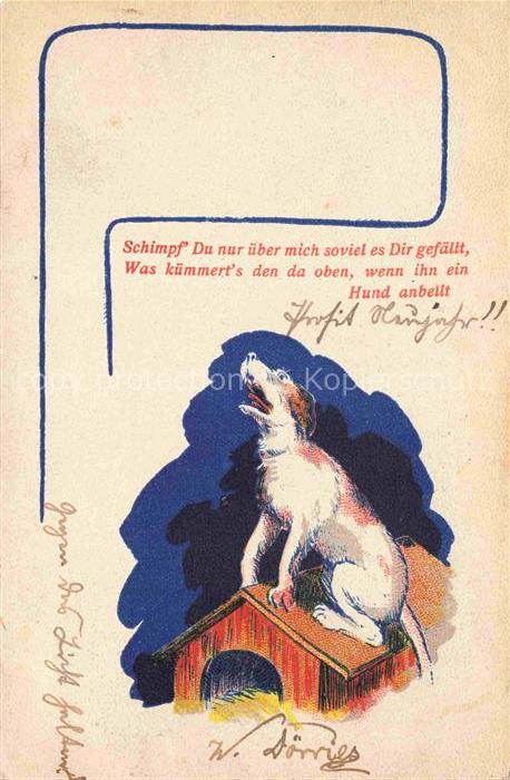 Hunde dogs chiens Bellt litho