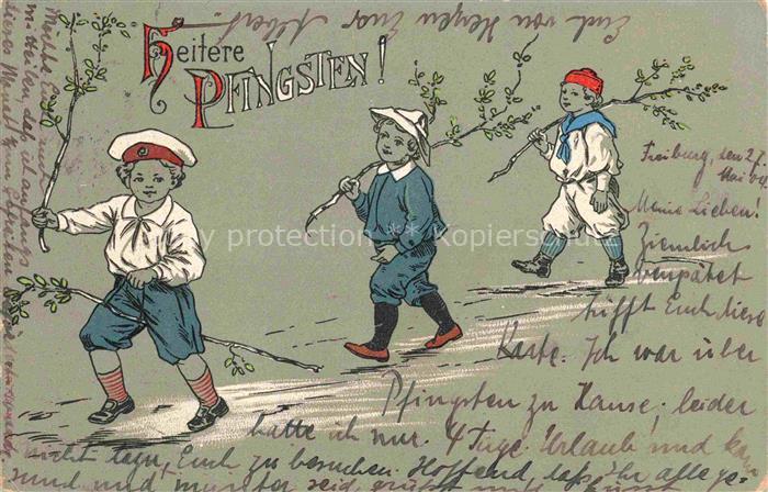 Pfingsten Pentecost Pentecote-- Kinder Ast Litho