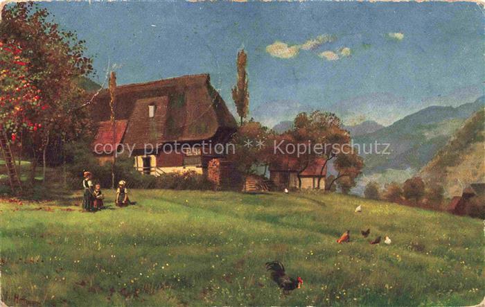 HOFFMANN  Heinrich Kuenstlerkarte Schwarzwaldhaus auf der Hoehe