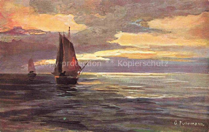 Fuhrmann G. Kuenstlerkarte Segelschiff Meer