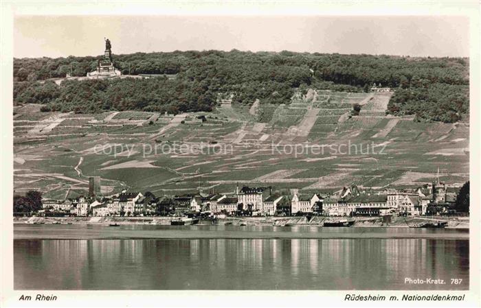 Foto Kratz Nr. 787 Am rhein Rüdesheim m. Mationaldenkm