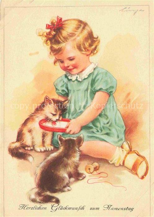 Namenstag Namenskarte Kind Katzen