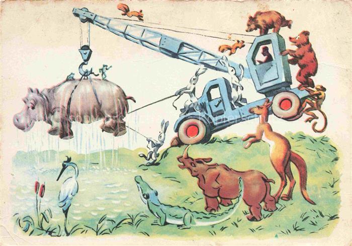 Vermenschlicht Maerchen von K.Tschukowski Nilpferd  Krokodil Baer Hassen