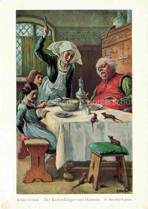 Maerchen Sagen Fairy Tale Conte-- Brueder Grimm Der Rattenfaenger von Hamein