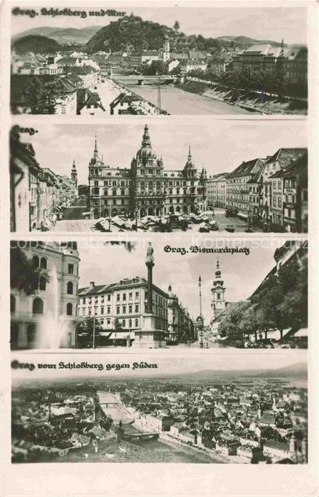 GRAZ  Steiermark AT Schlossberg Mur Bismarckplatz Panorama