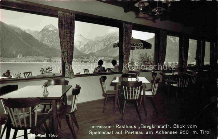 Pertisau Achensee Tirol AT Terrassen Rasthaus Bergkristall Blick aus dem Speises