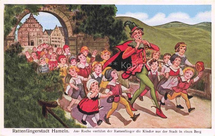 HAMELN Weser Der Rattenfaenger entfuehrt Kinder aus der Stadt in einen Berg