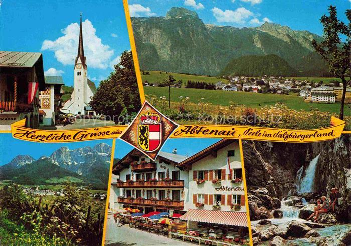 Abtenau AT Kirche Panorama Ortspartie Wasserfall