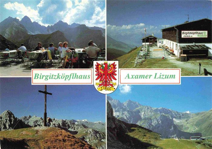Axamer Lizum Birgitzkoepflhaus Terrasse Oberinntalblick Nockspitzgipfel Birgitzk