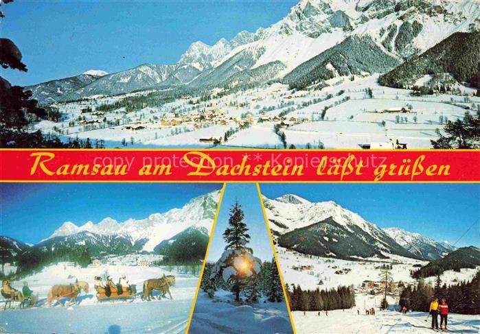 Ramsau Dachstein Steiermark AT Panorama Pferdeschlittenfahrt Langlauf