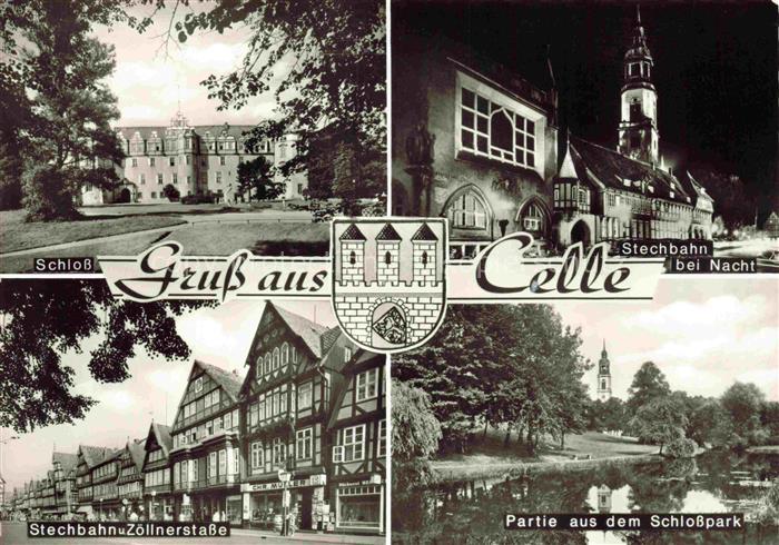 Celle  Niedersachsen Schloss Stechbahn bei Nacht Zoellnerstrasse Schlosspark