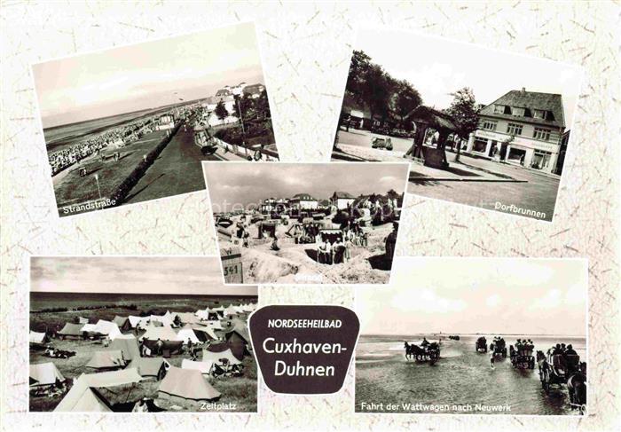 Duhnen Cuxhaven Strandstrasse Strand Dorfbrunnen Zeltplatz Wattwagenfahrt nach N