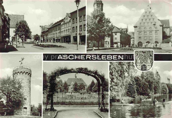 Aschersleben Sachsen-Anhalt Marktplatz Volkshaus und Postamt Westdorfer Warte Ro