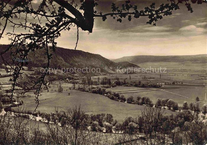 Dornburg Saale Thueringen Blick von den Dornburger Schloessern ins Saaletal