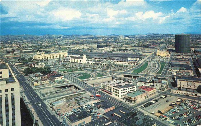 LOS ANGELES California USA Panoramic view showing Freeways Union Station Termina