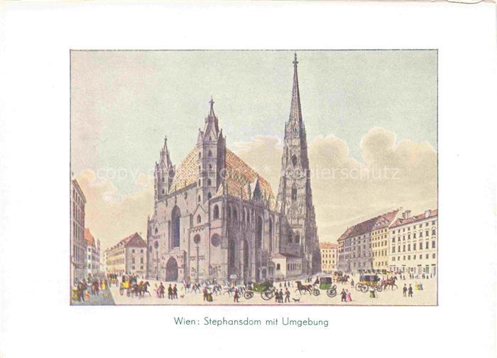 WIEN AT Stephansdom mit Umgebung Aquarell