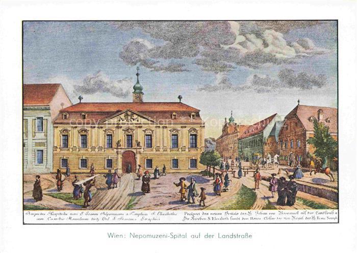 WIEN AT Nepomuzeni Spital auf der Landstrasse Aquarell