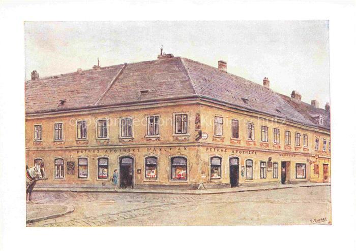 WIEN AT Zu den 5 Glueckskugeln altes Apothekenhaus in Erdberg Aquarell