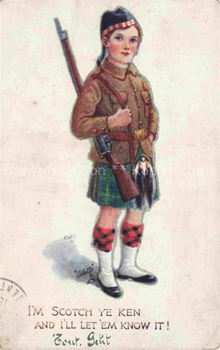 Verlag Tucks Oilette Serie Nr. 8774 Scotch ye ket and ill let em know it