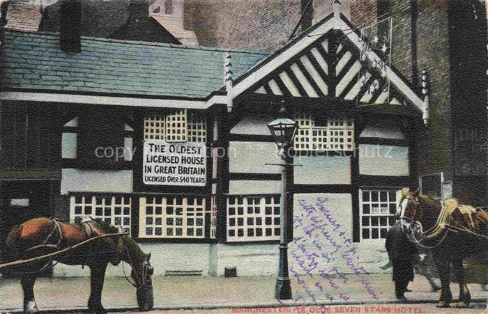 Verlag Tucks Serie Nr. 4758 Manchester olde seven stars Hotel Pferde