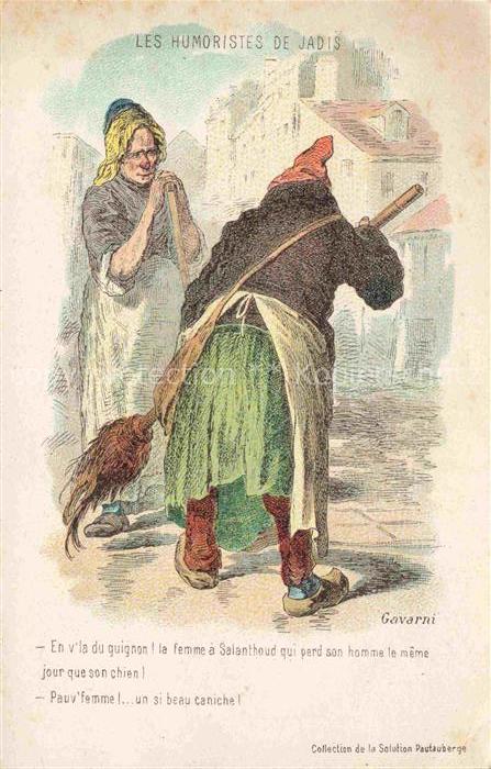 Gavarni Kuenstlerkarte Humoristes Jadis Frauen Besen