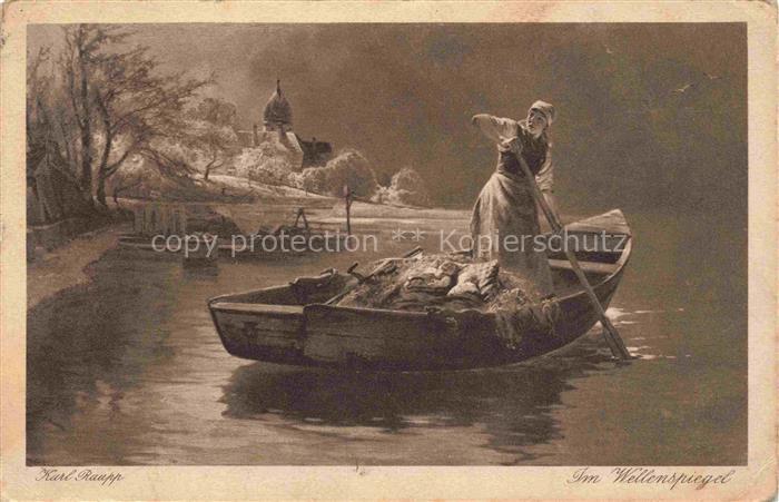 RAUPP Karl Kuenstlerkarte Im Wellenspiegel