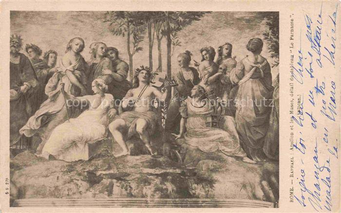 RAPHAEL RAFFAELLO RAFFAEL Kuenstlerkarte Rome Apollon et les Muses Le Parnasse