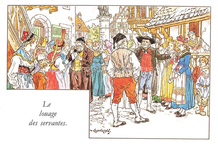 Kauffmann P. Alsace Elsass Kuenstlerlitho Nos petits Alsaciens chez eux Le louag