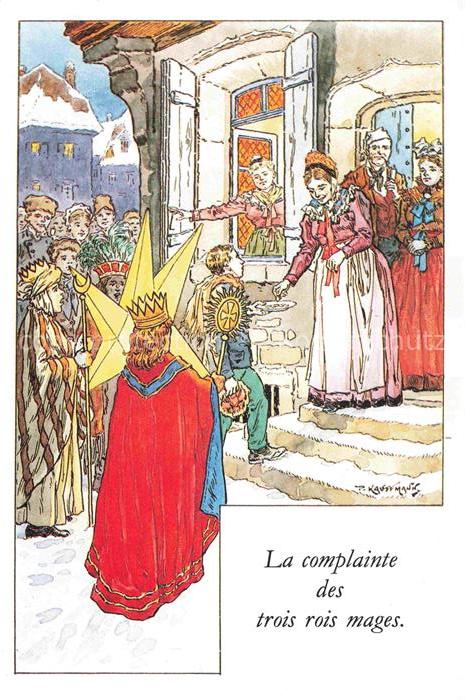 Kauffmann P. Alsace Elsass Kuenstlerlitho La complainte des trais rois mages