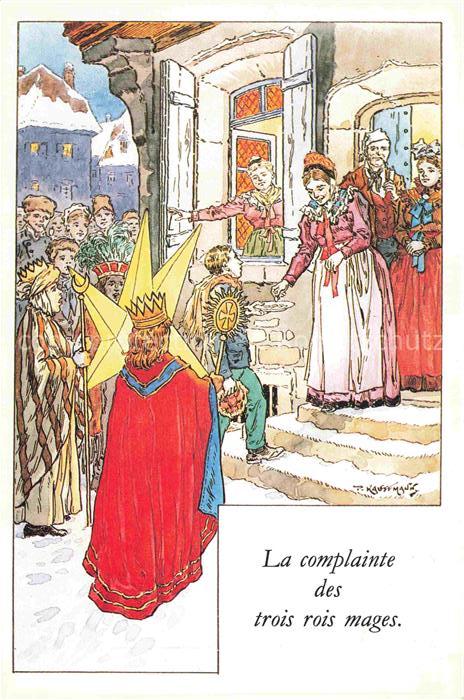 Kauffmann P. Alsace Elsass Kuenstlerlitho La complainte des trois rois mages