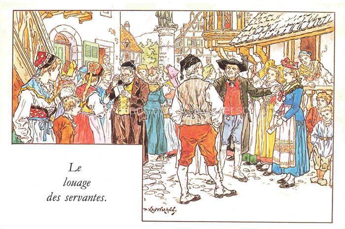 Kauffmann P. Alsace Elsass Kuenstlerlitho Le louage des servantes