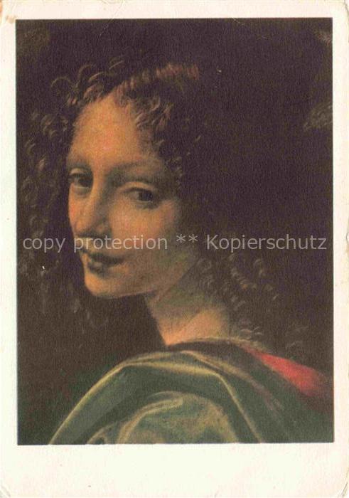 Vinci da Leonardo Kuenstlerkarte La Vierge aux Rochers Ange
