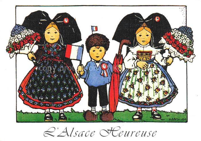 Hansi  Waltz J J Kuenstlerkarte Alsace Elsass Alsace Heureuse