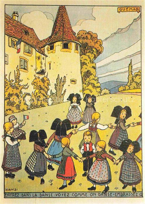 Hansi  Waltz J J Kuenstlerkarte Alsace Elsass Alsace Merveilleuse Guemar Emnrass