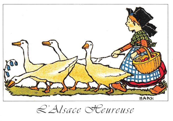 Hansi  Waltz J J Kuenstlerkarte Alsace Elsass Alsace Heureuse