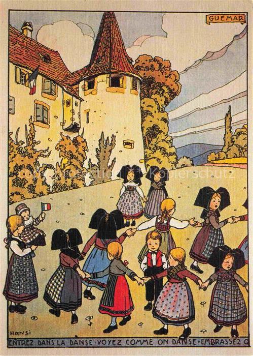 Hansi  Waltz J J Kuenstlerkarte Alsace Elsass Alsace Entrez dans la danse
