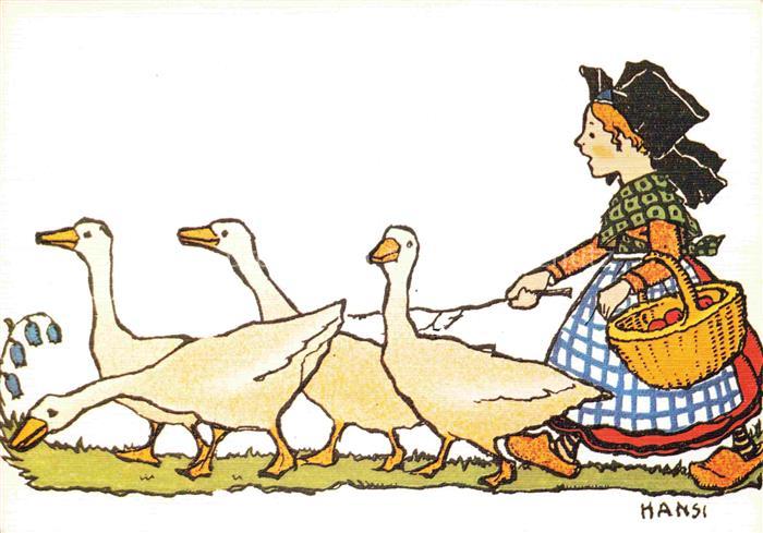 Hansi  Waltz J J Kuenstlerkarte Alsace Elsass Alsace Gaenseliesel