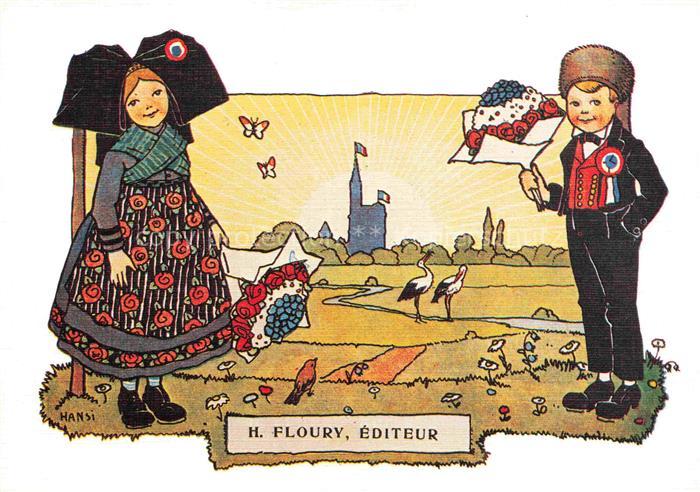 Hansi  Waltz J J Kuenstlerkarte Alsace Elsass Alsace Heureuse H. Floury Sditeur