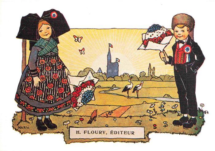 Hansi  Waltz J J Kuenstlerkarte Alsace Elsass Alsace Heureuse H. Floury Editeur
