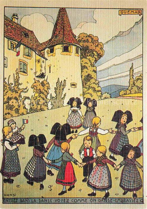 Hansi  Waltz J J Kuenstlerkarte Alsace Elsass Entrez dans la danse voyez comme e