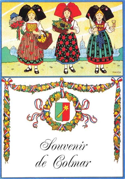 Hansi  Waltz J J Kuenstlerkarte Alsace Elsass Souvenir de Colmar