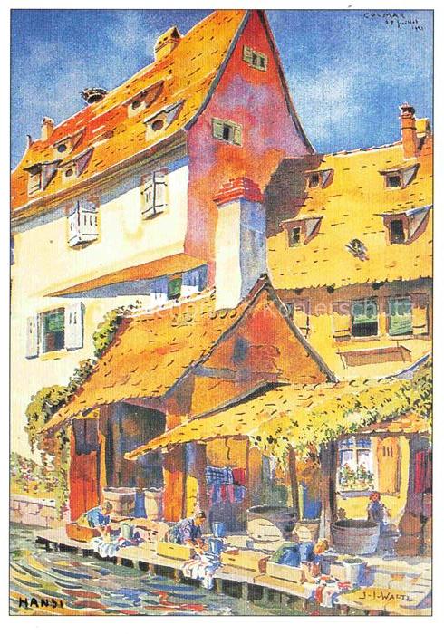 Hansi  Waltz J J Kuenstlerkarte Alsace Elsass Alsaciennes plein effort
