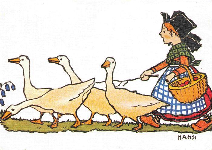 Hansi  Waltz J J Kuenstlerkarte Alsace Elsass Je suis la Gaenseliesel